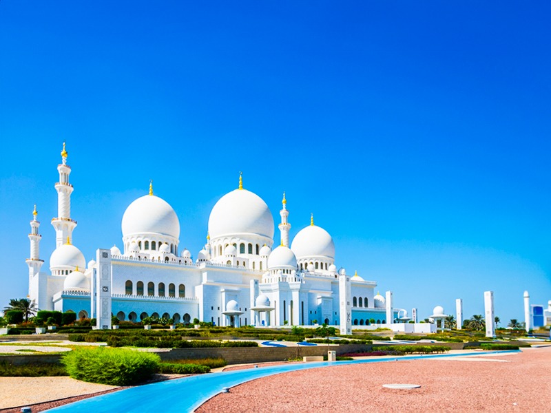 Beautiful panoramic view of Dubai with iconic landmarks