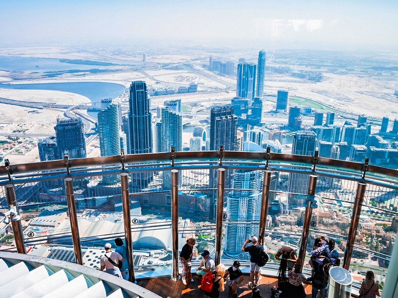 View of Dubai from the 124th floor of Burj Khalifa skyscraper